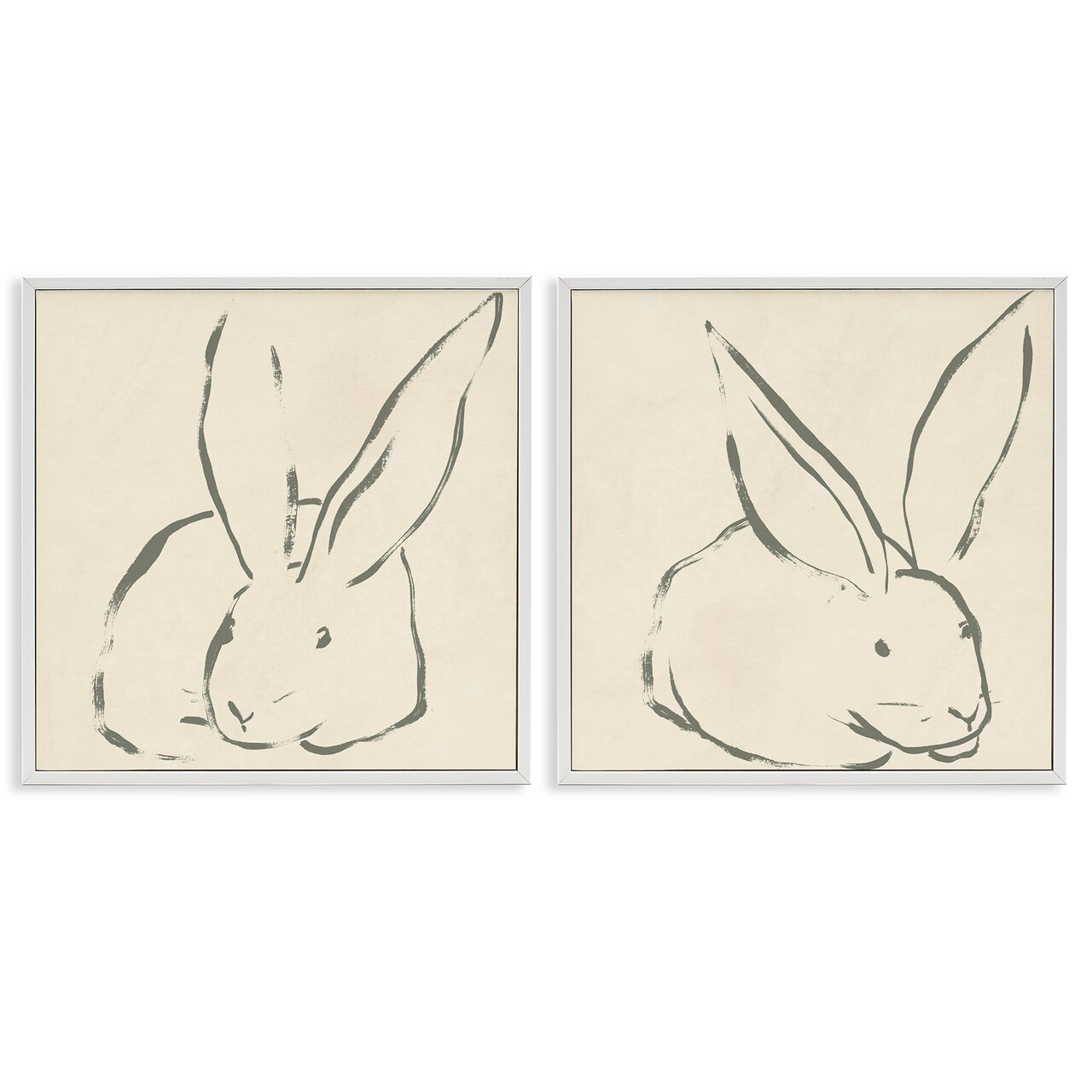 Stupell Industries Minimalist Resting Rabbit Line Drawing 2 pc Framed Giclee Wall Art Set Design by June Erica Vess